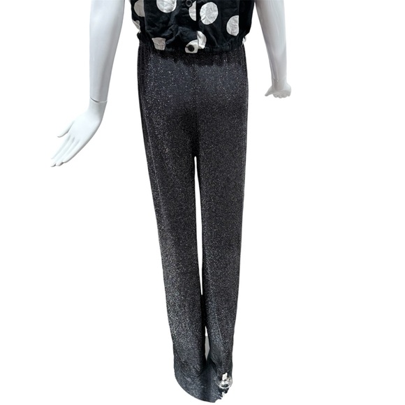 NWOT Boohoo Silver Glitter Wide Leg Pants Size 8, Metallised Fibre Pants - Picture 4 of 13